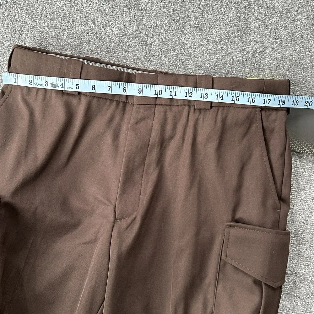 Blauer Pants Men 38 Chocolate Brown Side Pocket Rayon Cargo Uniform Unhemmed P15